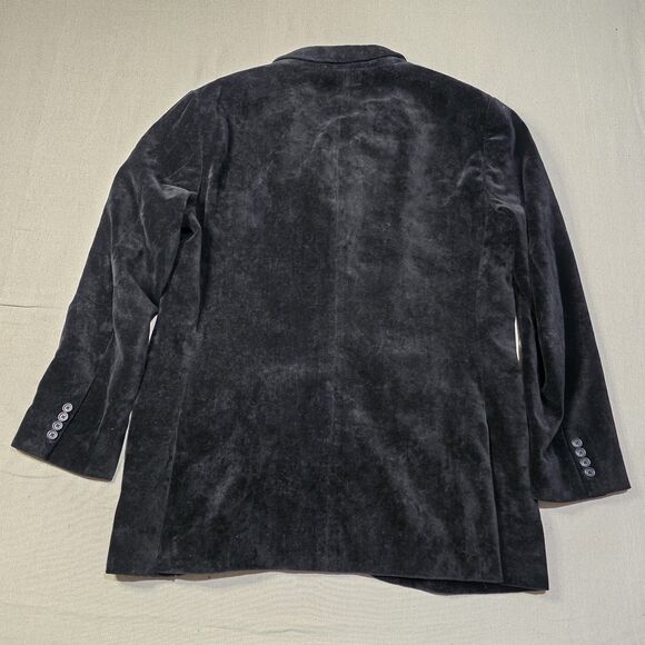 Vintage Polo Ralph Lauren Black Velour Velvet Mens Blazer Jacket size Large - Picture 4 of 11